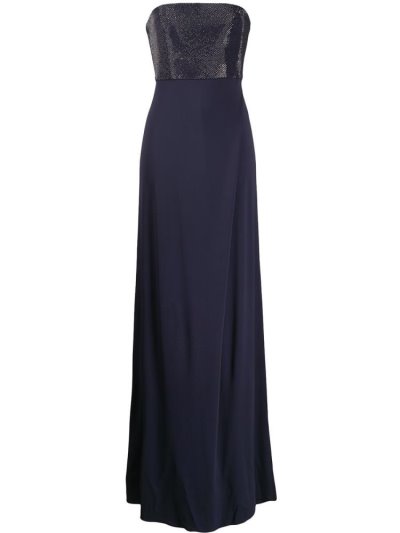φορεμα Armani Emporio Strapless Maxi γυναικεια μπλε | GR56079