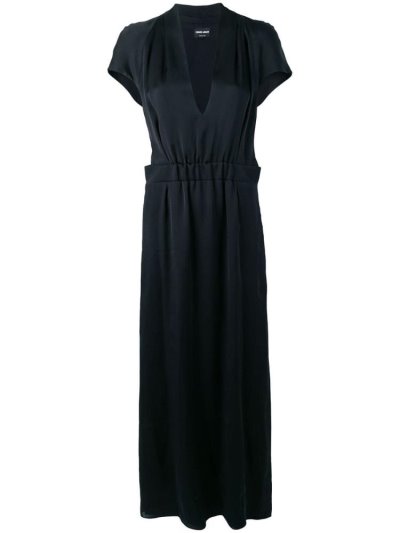 φορεμα Giorgio Armani V Neck Draped Maxi γυναικεια μαυρα | GR60916