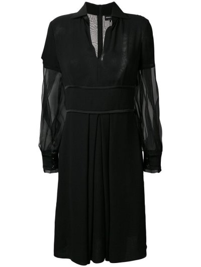 φορεμα Giorgio Armani V Neck Sheer Sleeves γυναικεια μαυρα | GR80024