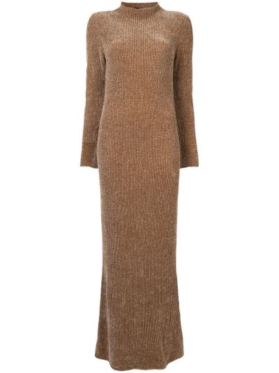 φορεμα Giorgio Armani Velvet Jersey γυναικεια καφε | GR23151