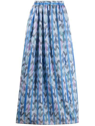 φουστεσ Armani Emporio Geometric Print Maxi γυναικεια μπλε γκρι | GR54415