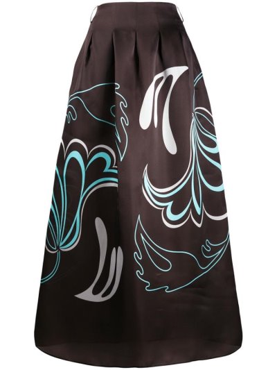 φουστεσ Giorgio Armani Graphic Print Maxi γυναικεια καφε | GR60291