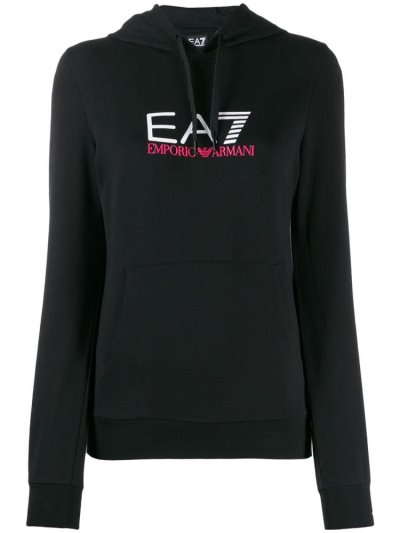 φουτερ με κουκουλα Ea7 Emporio Armani Logo Printed γυναικεια μαυρα | GR28437