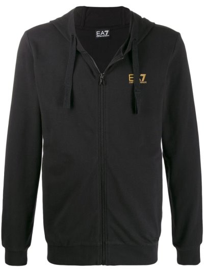 φουτερ με κουκουλα Ea7 Emporio Armani Printed Logo ανδρικα μαυρα | GR62058