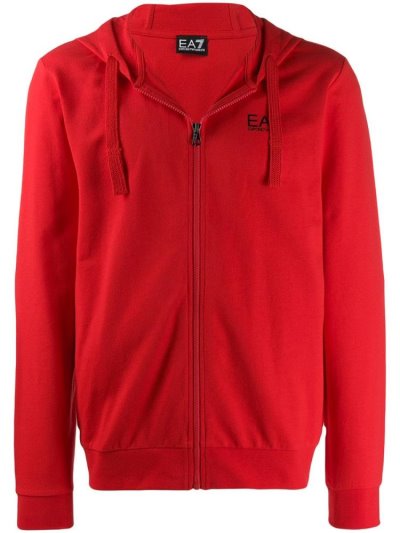 φουτερ με κουκουλα Ea7 Emporio Armani Zip Up Logo ανδρικα κοκκινα | GR72926