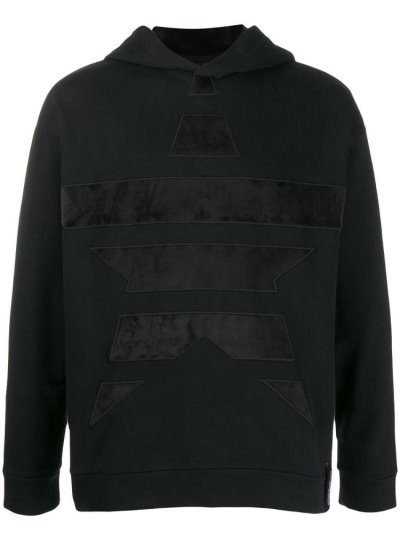 φουτερ με κουκουλα Armani Emporio Star Embroidered ανδρικα μαυρα | GR05405