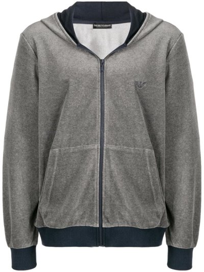 φουτερ με κουκουλα Armani Emporio Zipped ανδρικα γκρι | GR10957