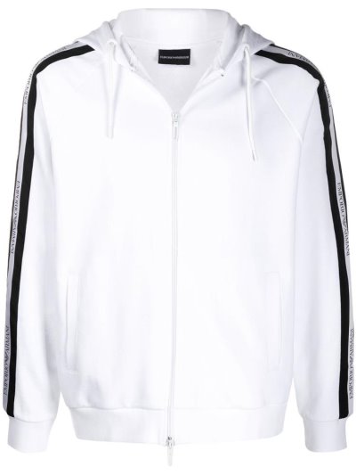 φουτερ με κουκουλα Armani Emporio Stripe Detail ανδρικα ασπρα | GR18263