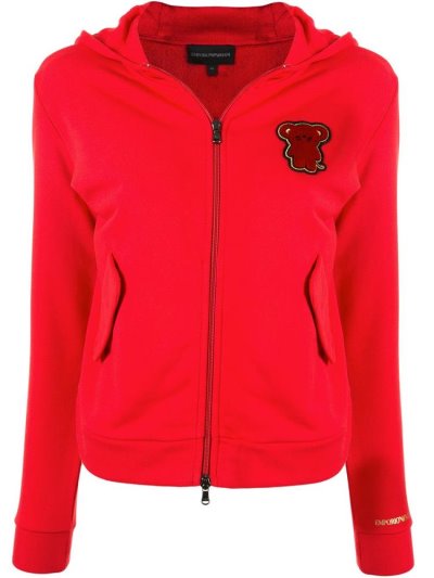φουτερ με κουκουλα Armani Emporio Bear Patch γυναικεια κοκκινα | GR44188