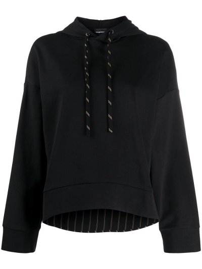 φουτερ με κουκουλα Armani Emporio Plain Cropped γυναικεια μαυρα | GR46299
