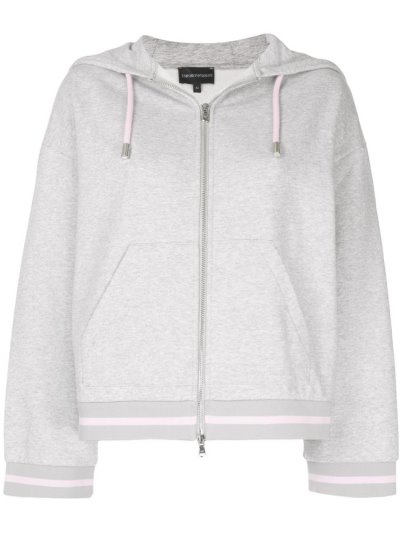 φουτερ με κουκουλα Armani Emporio Contrast String Zip Up γυναικεια γκρι | GR49062
