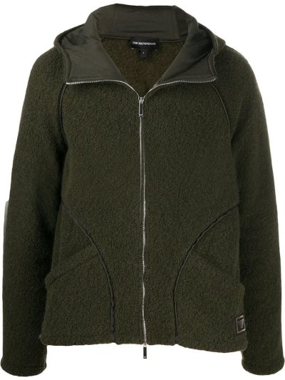 φουτερ με κουκουλα Armani Emporio Contrast Trimmed Zip Up ανδρικα πρασινο | GR60615