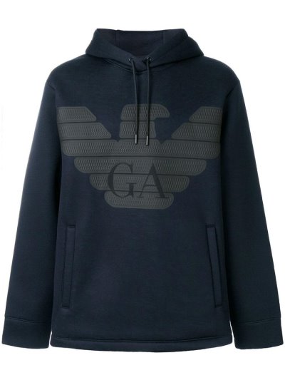 φουτερ με κουκουλα Armani Emporio Slouchy Logo ανδρικα μπλε | GR72156