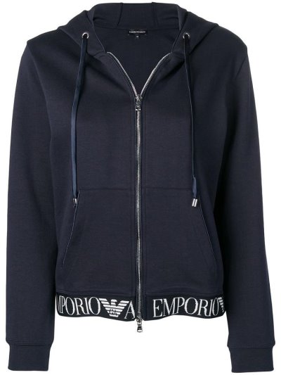 φουτερ με κουκουλα Armani Emporio Logo Print γυναικεια μπλε | GR78308