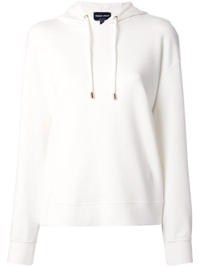 φουτερ με κουκουλα Giorgio Armani Drop Shoulder γυναικεια ασπρα | GR55660