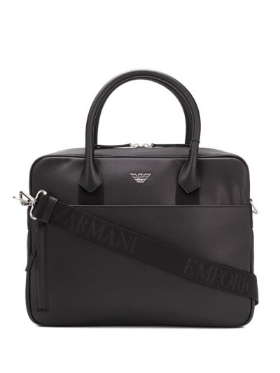 χαρτοφύλακας Armani Emporio Logo Plaque Zipped ανδρικα μαυρα | GR70017
